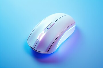 Modern computer mouse on blue background