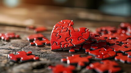 red heart shaped puzzle completed
