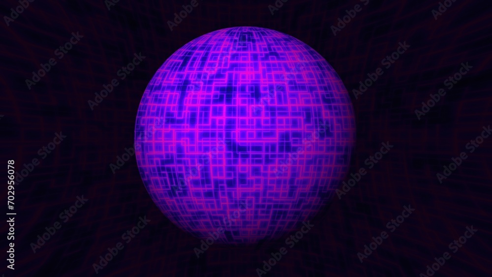 Poster abstract digital sphere. computer generated 3d render