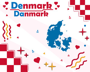 Obraz premium Vector illustration of Denmark, with national and folk symbols