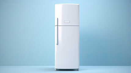 modern fridge isolated on light blue background