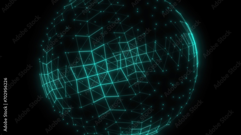 Poster connection dots sphere. computer generated 3d render
