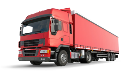 Red truck isolated on white or transparent background