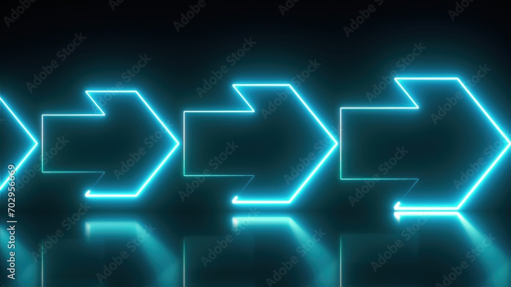 Poster outline neon arrows. computer generated 3d render