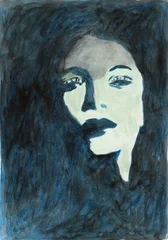 Fotobehang abstract woman portrait. watercolor painting. illustration © Anna Ismagilova