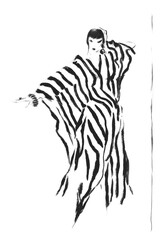 sketch fashion illustration. woman with elegant dress