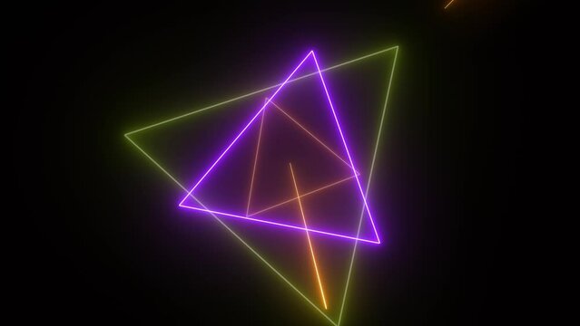 Abstract 4k lines triangles spinning motion background.
