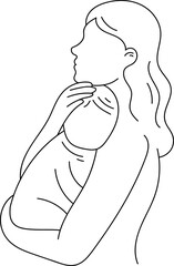 Mother Holding Baby Line Art
