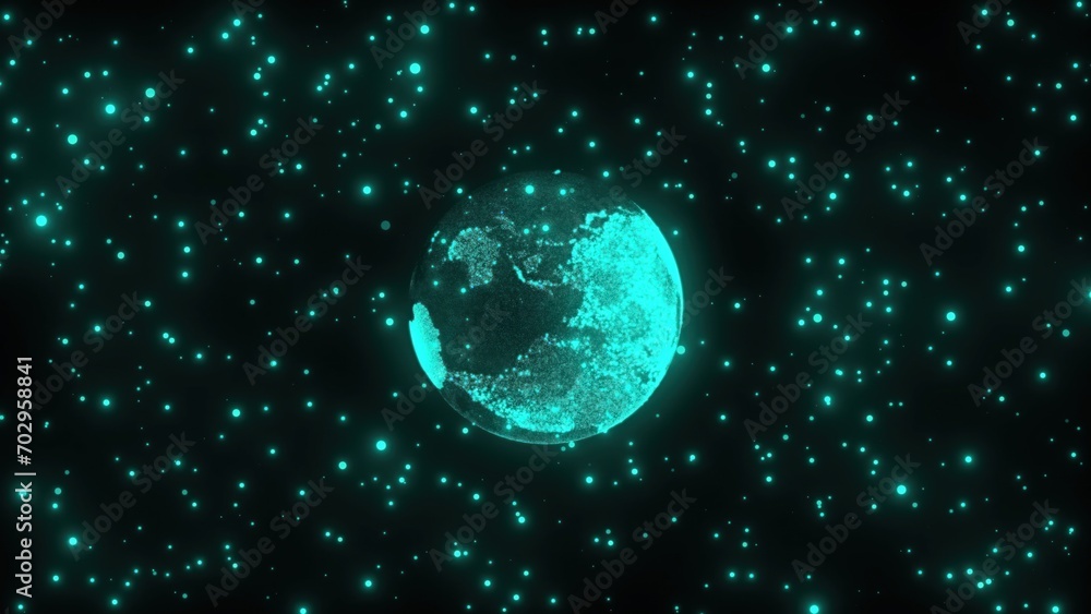 Aufkleber blue particle earth. computer generated 3d render
