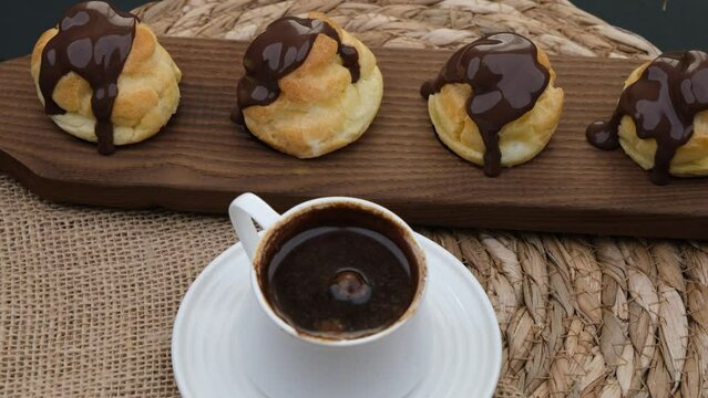 profiterole and coffee
