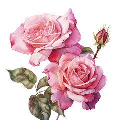 watercolor painting of pink roses, adorable. Rose (Pink): Sweetness and admiration.