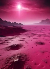 Fototapete Rund Ai generated illustration of an alien planet with pink surface © SJG - digital