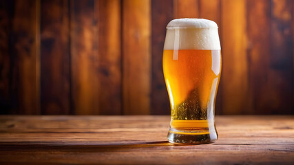 glass of beer on a wooden background. tinting. selective focus