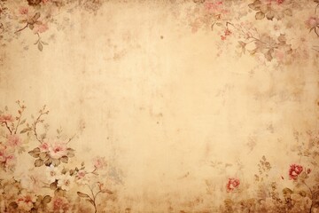 Brown grunge background with flowers