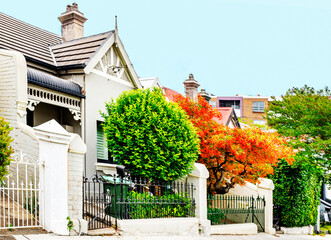 Victorian house's facade in Newtown. This neighboorhood was established in the 19th century....