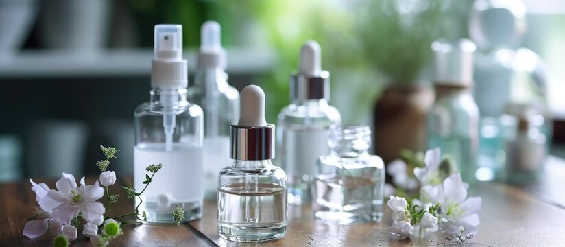 White liquid or raw material for skin care, such as serum products or natural chemicals.