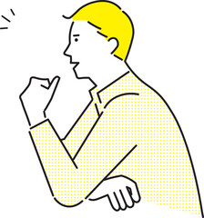 横顔ー話すビジネスマンー男性1人ー上半身ーシンプルイラストベクター素材
