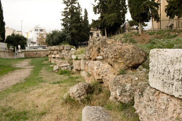 Ruins on the grounds of The Roman Agora in Athens, Greece