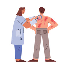 Dermatologist examine patient with skin disease