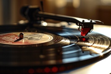 Vintage melodies fill the cozy room as the stationary turntable spins, its needle delicately...