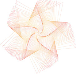 Abstract element in the form of a swirling five-pointed star. Yellow-red gradient transition of...