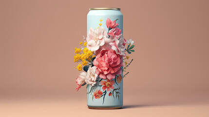 bottle with fresh flowers