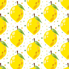 Seamless pattern with lemons. Lemon vector illustration in flat style. Pattern with citrus fruits for your design.