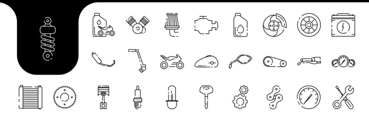 motorcycle line minimal icon set logo design vector
