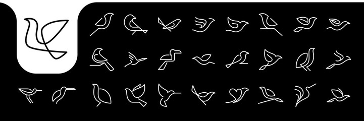 bird lines minimal modern set icon logo design vector