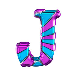 Blue symbol with purple horizontal thin straps. letter j