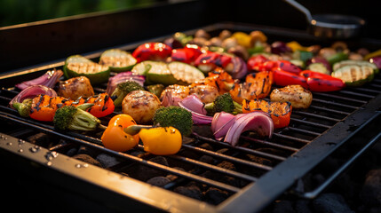 Outdoor Culinary Adventure - Various Vegetables Grilling in the Open Air