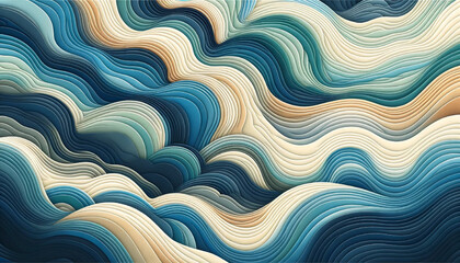 Soothing Blue Waves: Serene Layered Texture Wallpaper