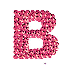Pink symbols from spheres. 3d letter b