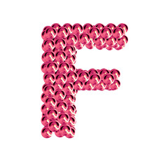 Pink symbols from spheres. 3d letter f