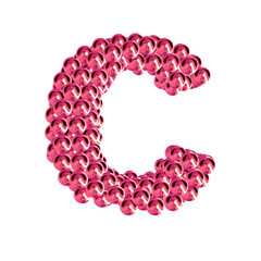 Pink symbols from spheres. 3d letter c