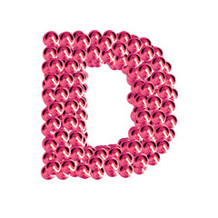 Pink symbols from spheres. 3d letter d