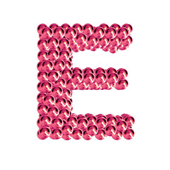 Pink symbols from spheres. 3d letter e
