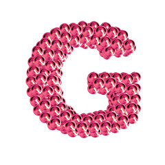 Pink symbols from spheres. 3d letter g