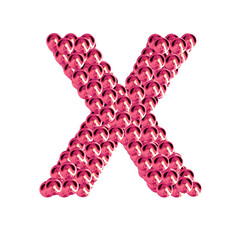 Pink symbols from spheres. 3d letter x