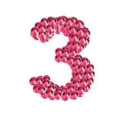 Pink symbols from spheres. number 3
