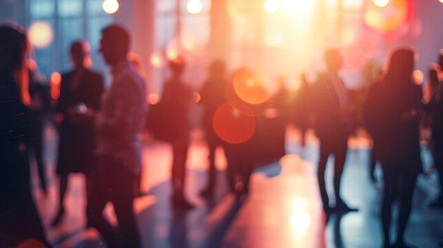 A team of event planners organizing a large event, Teamwork, blurred background, with copy space