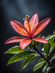bold and colorful artistic close-up shot bloom flowers and leaves
