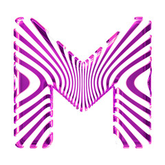 White symbol with ultra thin purple straps. letter m