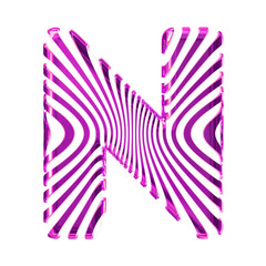 White symbol with ultra thin purple straps. letter n