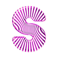 White symbol with ultra thin purple straps. letter s