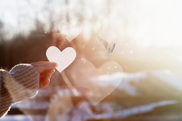Concept of sending a love message on Valentine Day with hope.