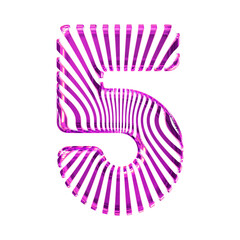 White symbol with ultra thin purple straps. number 5