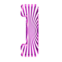 White symbol with ultra thin purple straps