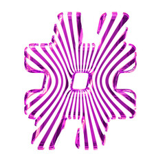 White symbol with ultra thin purple straps