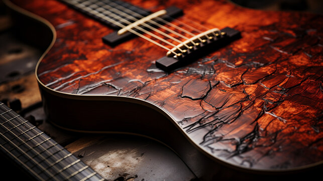 Guitarra ac&uacute;stica com detalhe de madeira texturizada